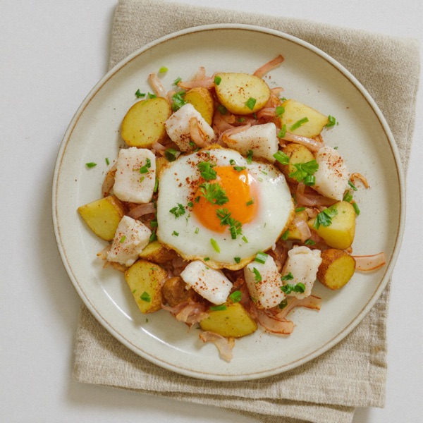 Kabeljau-Kartoffel-Pfanne zum Frühstück