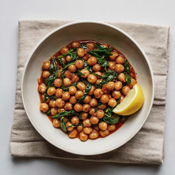 Ragoût de pois chiches et épinards à la tomate