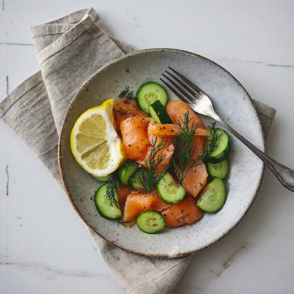 Salmón Ahumado con Pepino