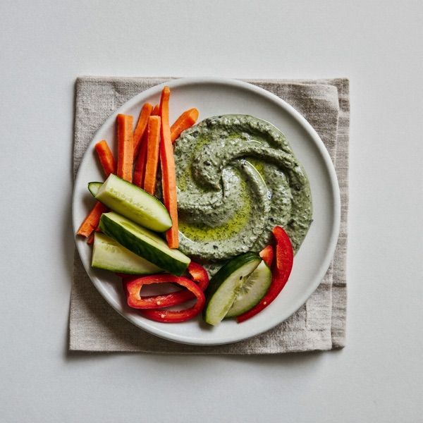 Spinat-Bohnen-Dip mit Rohkost