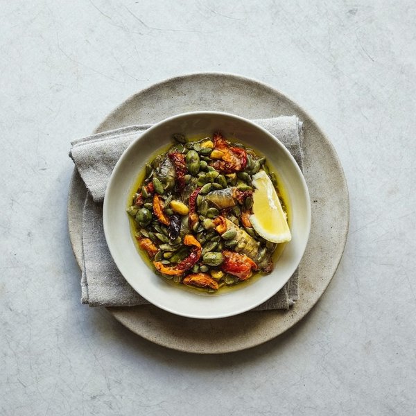 Mezze de Sardinas Sicilianas y Semillas de Calabaza con Jitomate Seco